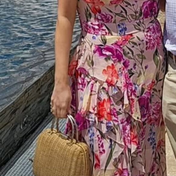 Eliza J Womens Dress Floral Halter Maxi Ruffle Size 16 - Picture 2 of 9